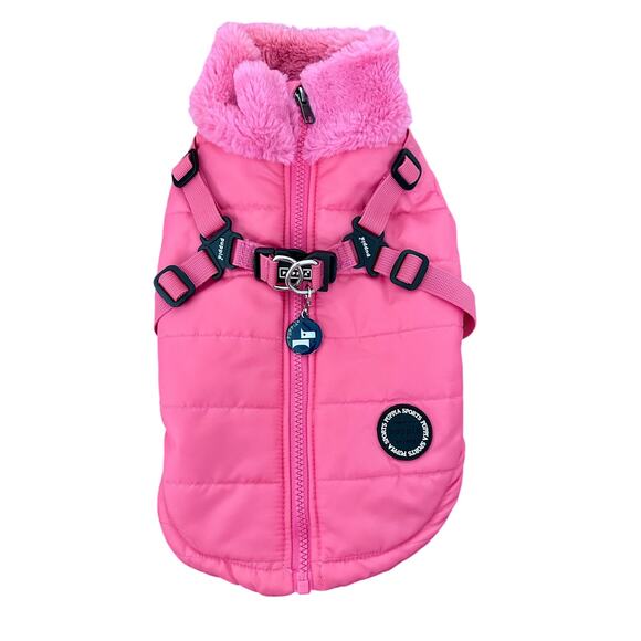 Puppia Donavan Coat with built in harness hot pink comfy warm dog jacket SZ LG - Picture 3 of 9